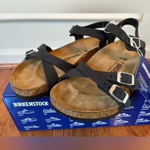 Birkenstock Women's Sz EUR 38 US W 7-7.5 Black Kumba Oiled Leather Sandals